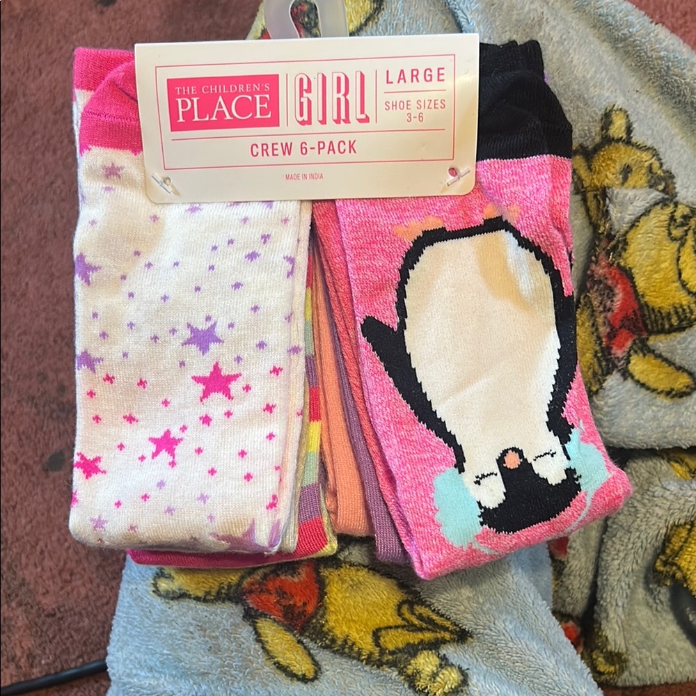 The Children's Place Pink and Black Penguin Socks & Tights Set